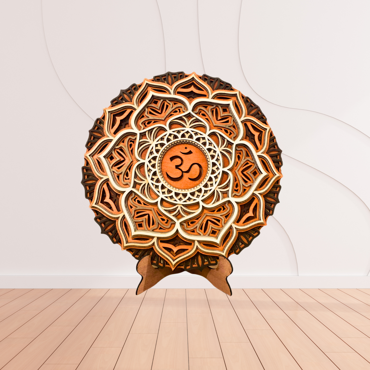 Om Mandala design wooden wall art Personalised Gift 7 Layers Mandala Housewarming Gift