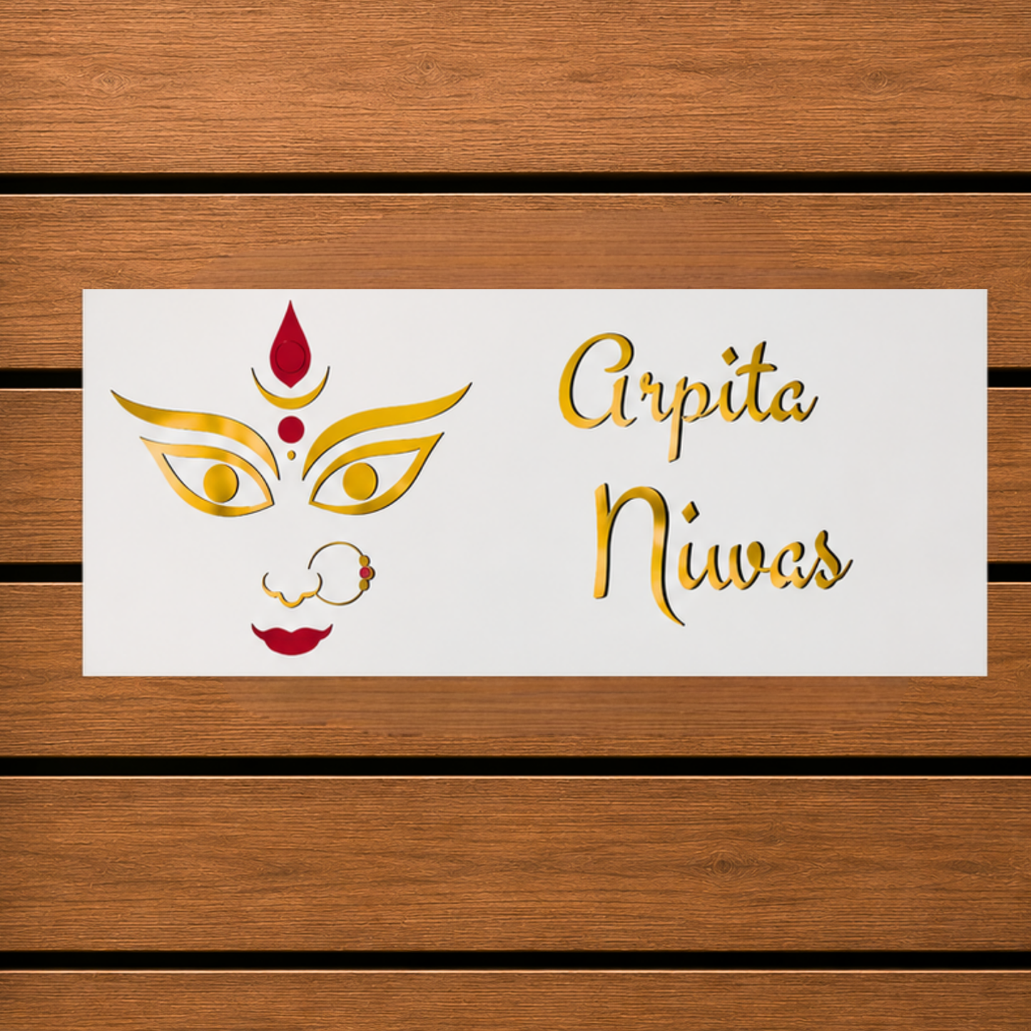 Durga Face House Name Plate | Custom Hindu Name Sign | Premium Acrylic Home Entrance Plaque | Modern Indian House Name Board