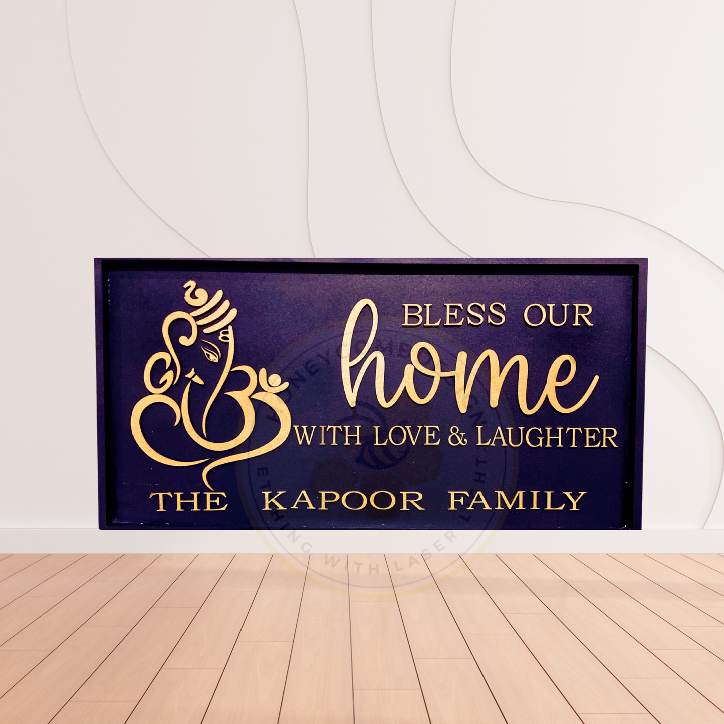 Ganesha Customized Wooden House Sign Custom Name Plate Housewarming Gifts