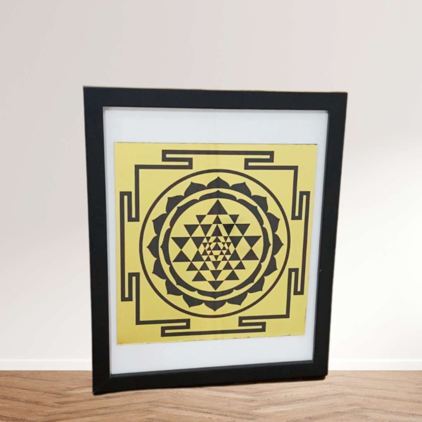 Divine Shri Yantra & Lakshmi Yantra – Wooden Frame with Golden Acrylic Engraving