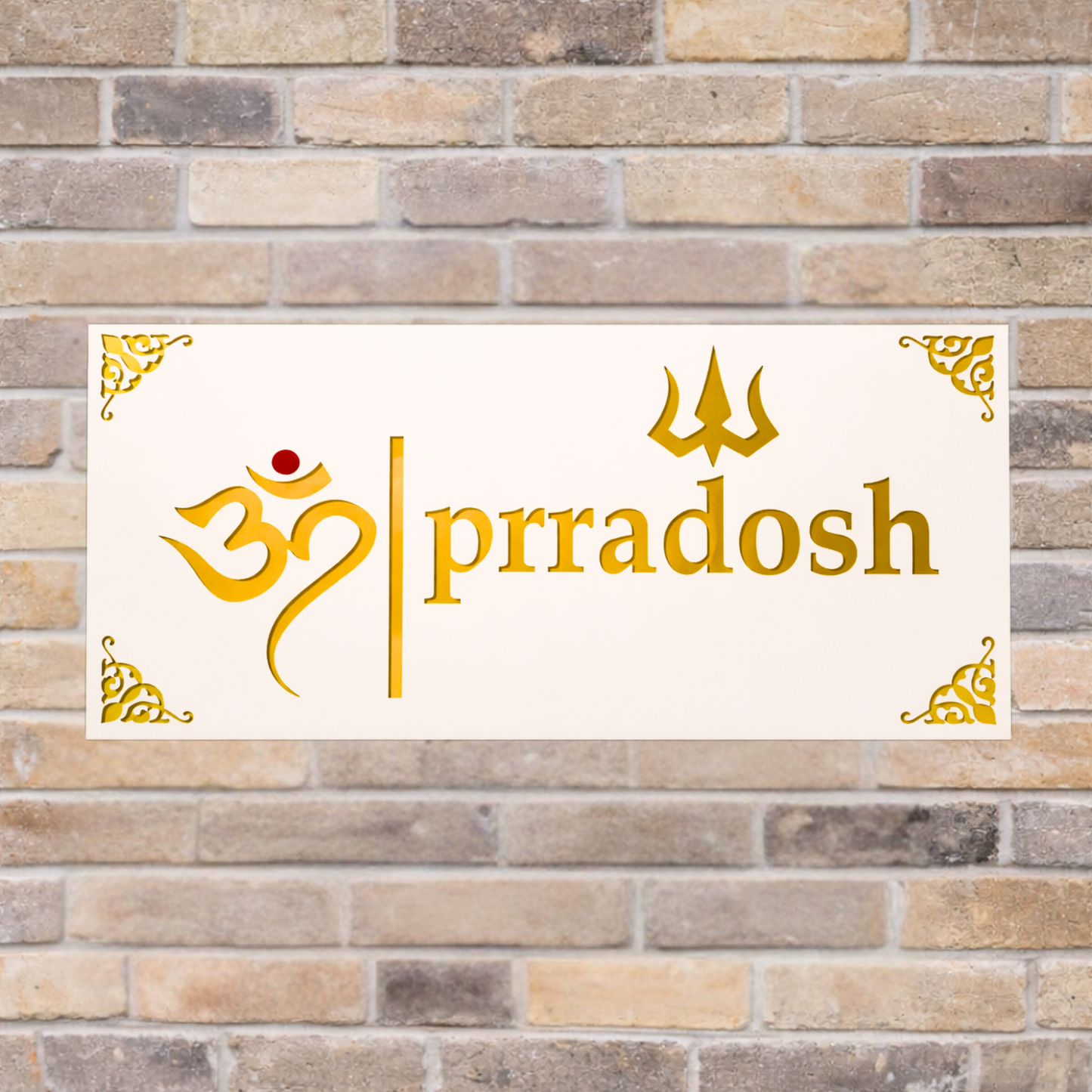 Personalised Om House Name Plate | Custom Hindu Home Sign | Modern Acrylic Entrance Plaque