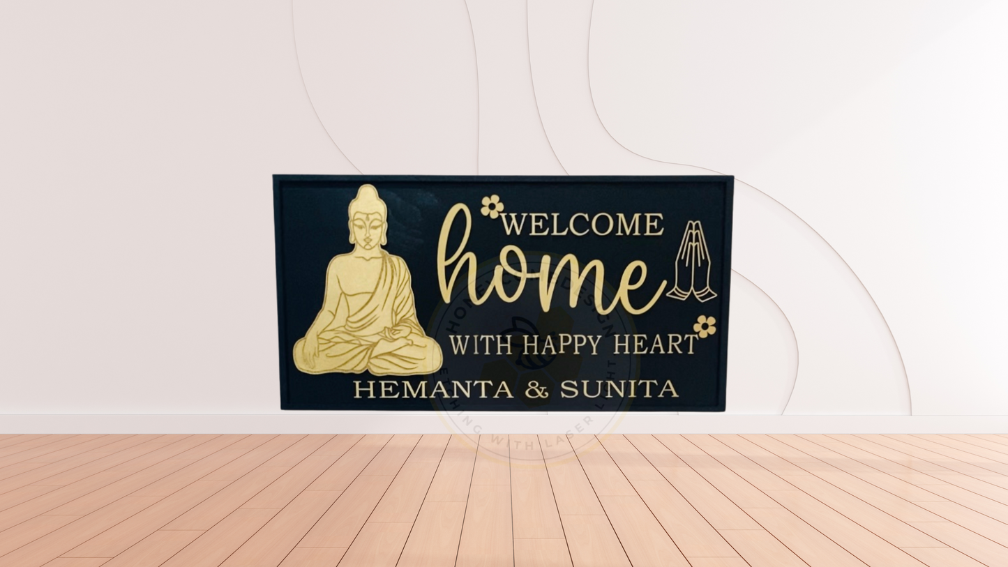 Ganesha Customized Wooden House Sign Custom Name Plate Housewarming Gifts