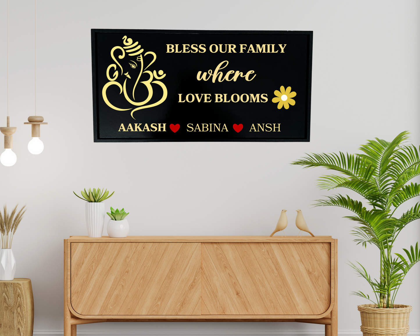Custom Wooden House Name Signs Ganesha wooden house name plate
