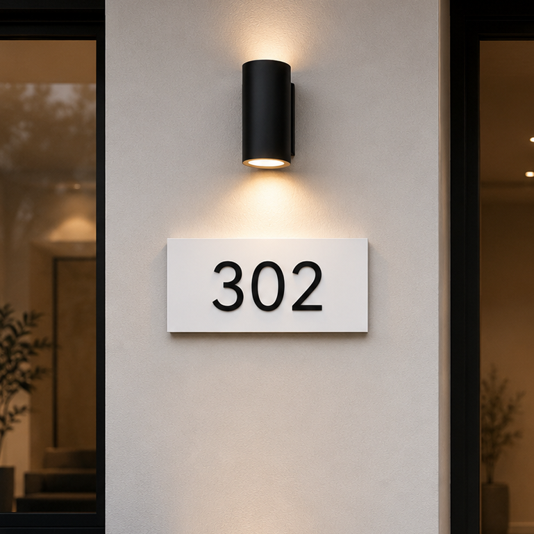 Custom Unit Number Plaque | White Address Plaque | Apartment Door Sign | Airbnb Sign | Modern Apartment Number Sign