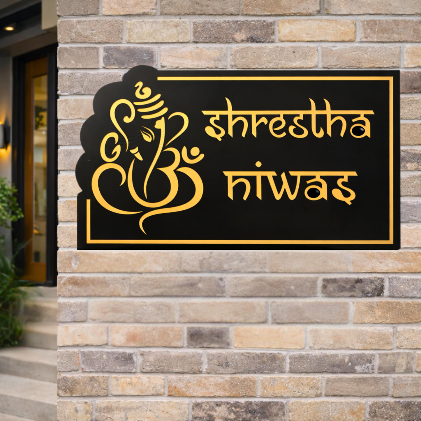Personalised Ganesha Address Plaque | Custom House Number Sign | Hindu Housewarming Gift (Copy)