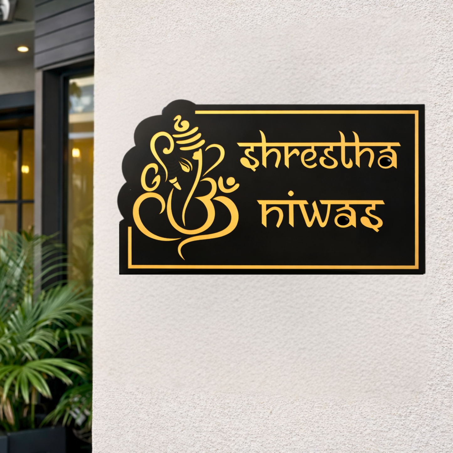 Personalised Ganesha Address Plaque | Custom House Number Sign | Hindu Housewarming Gift (Copy)