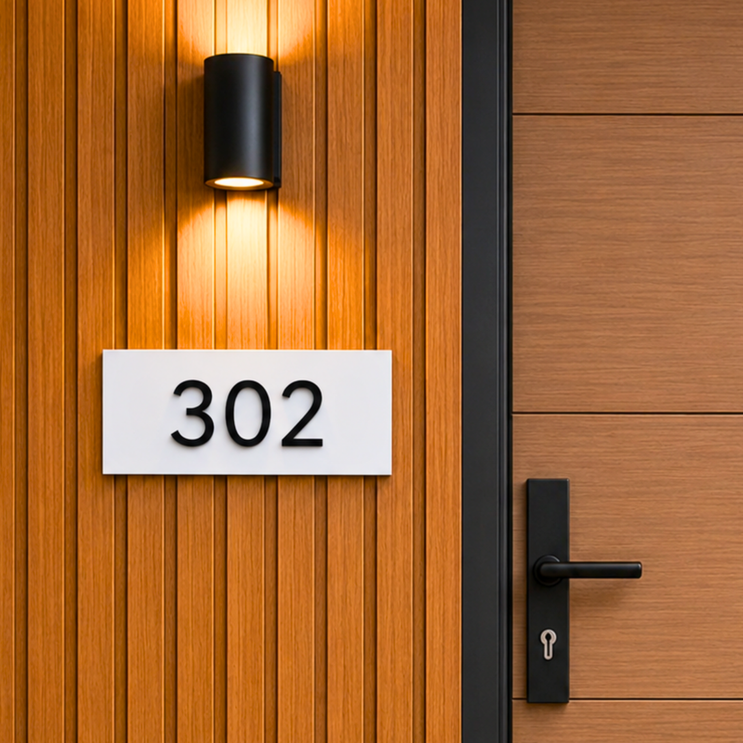 Modern Apartment Number Sign | Custom Unit Number Plaque | White Address Plaque with Black Acrylic Numbers | Apartment Door Sign | Airbnb Sign