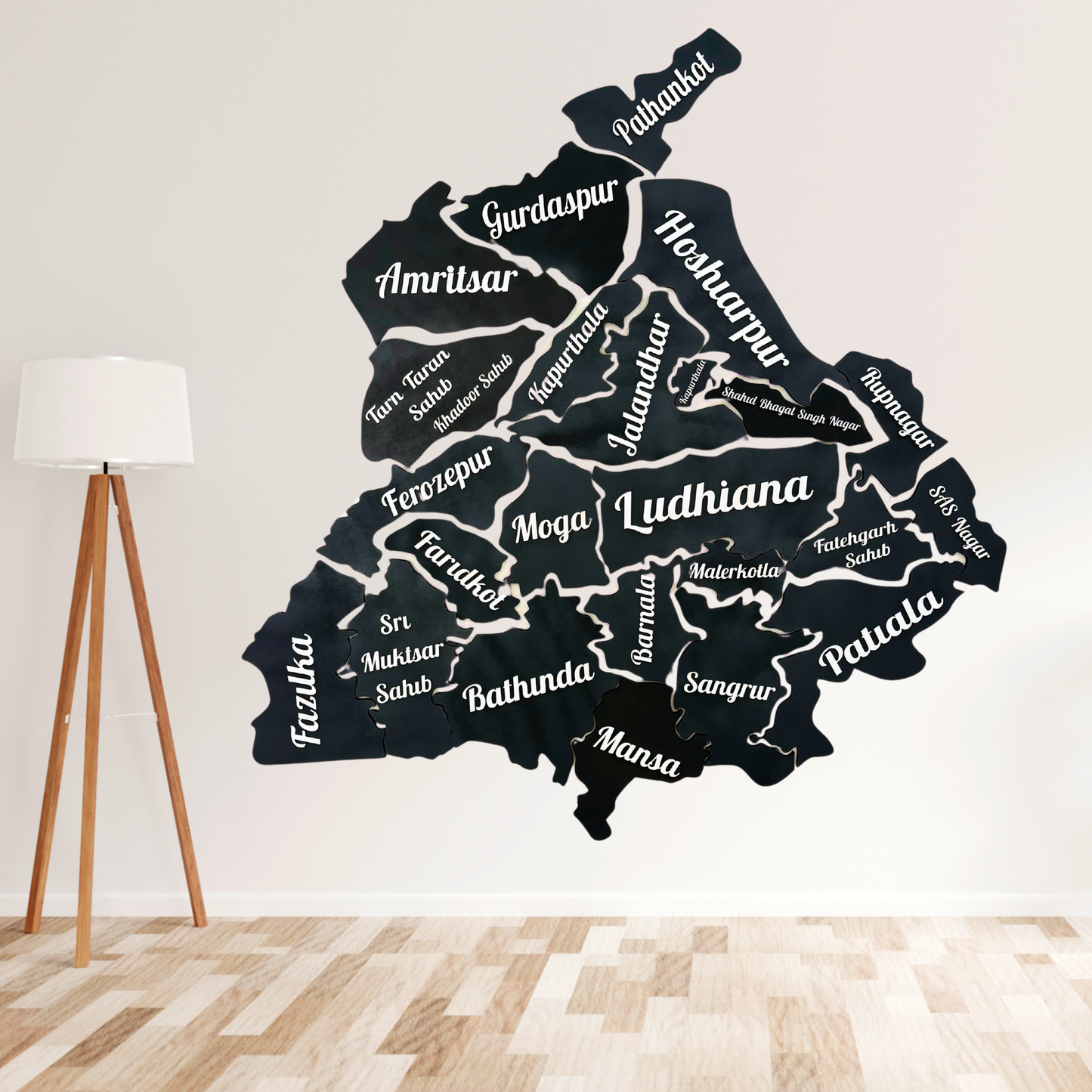 Wooden Punjabi Map Wall Art , 3D Wooden Punjab Map Handcrafted , Punjab Map Cut Out