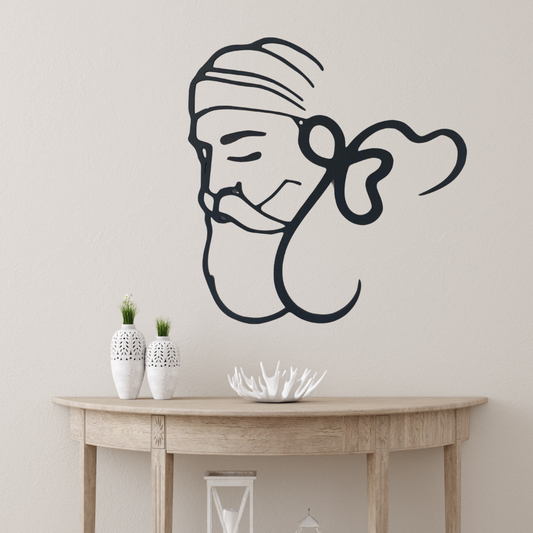 "Spiritual Serenity: Wooden Wall Decor Featuring Ek Onkar and Guru Nanak Dev Ji"