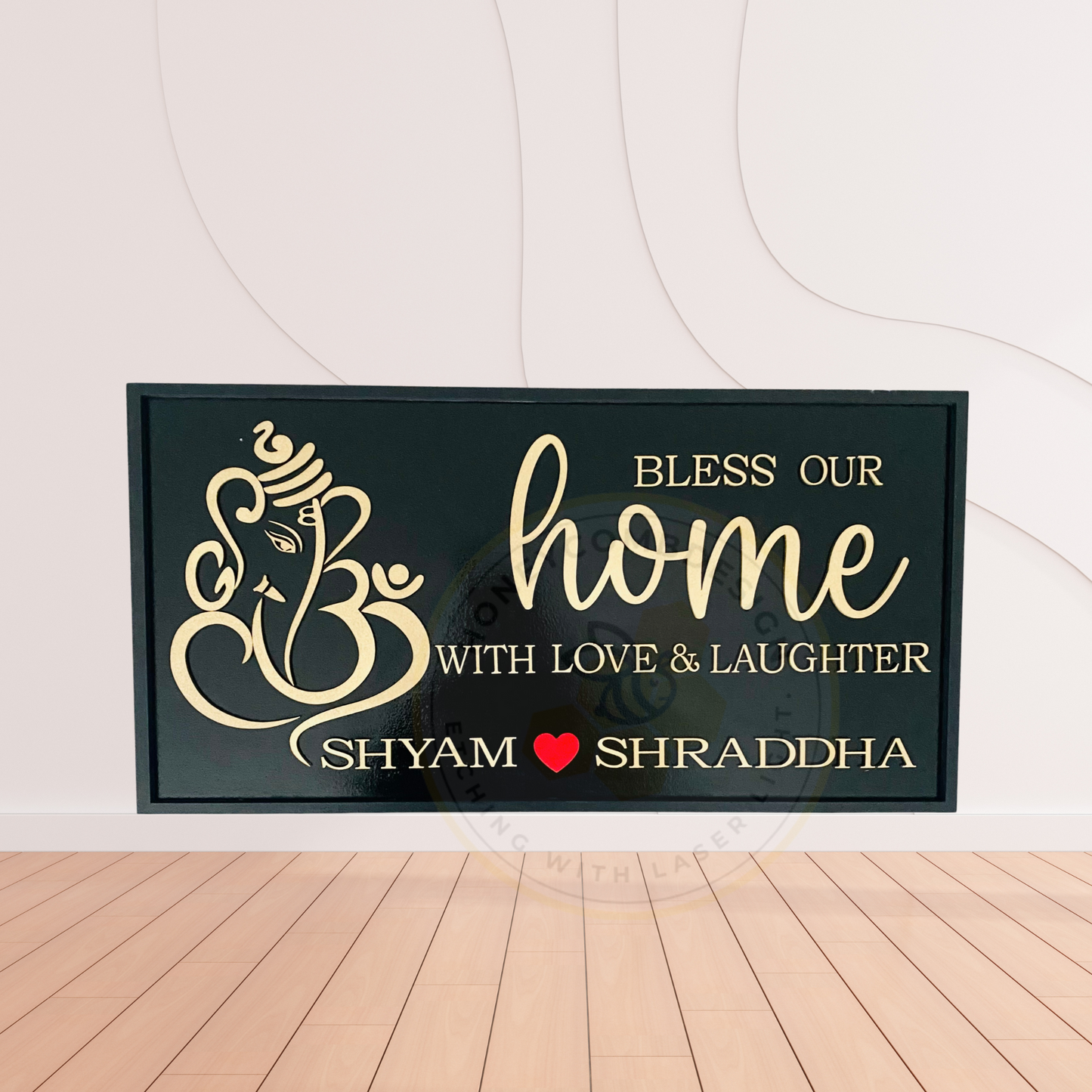 Ganesha Customized Wooden House Sign Custom Name Plate Housewarming Gifts