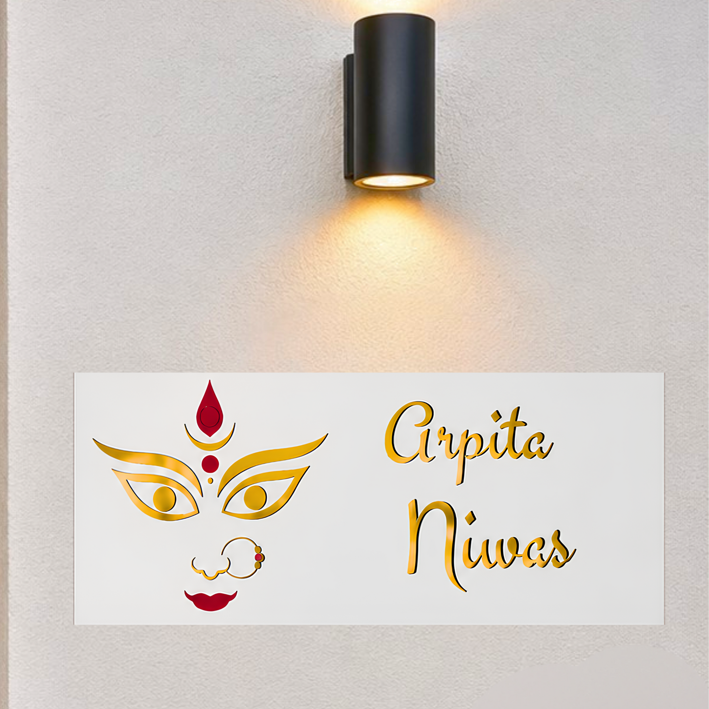 Durga Face House Name Plate | Custom Hindu Name Sign | Premium Acrylic Home Entrance Plaque | Modern Indian House Name Board