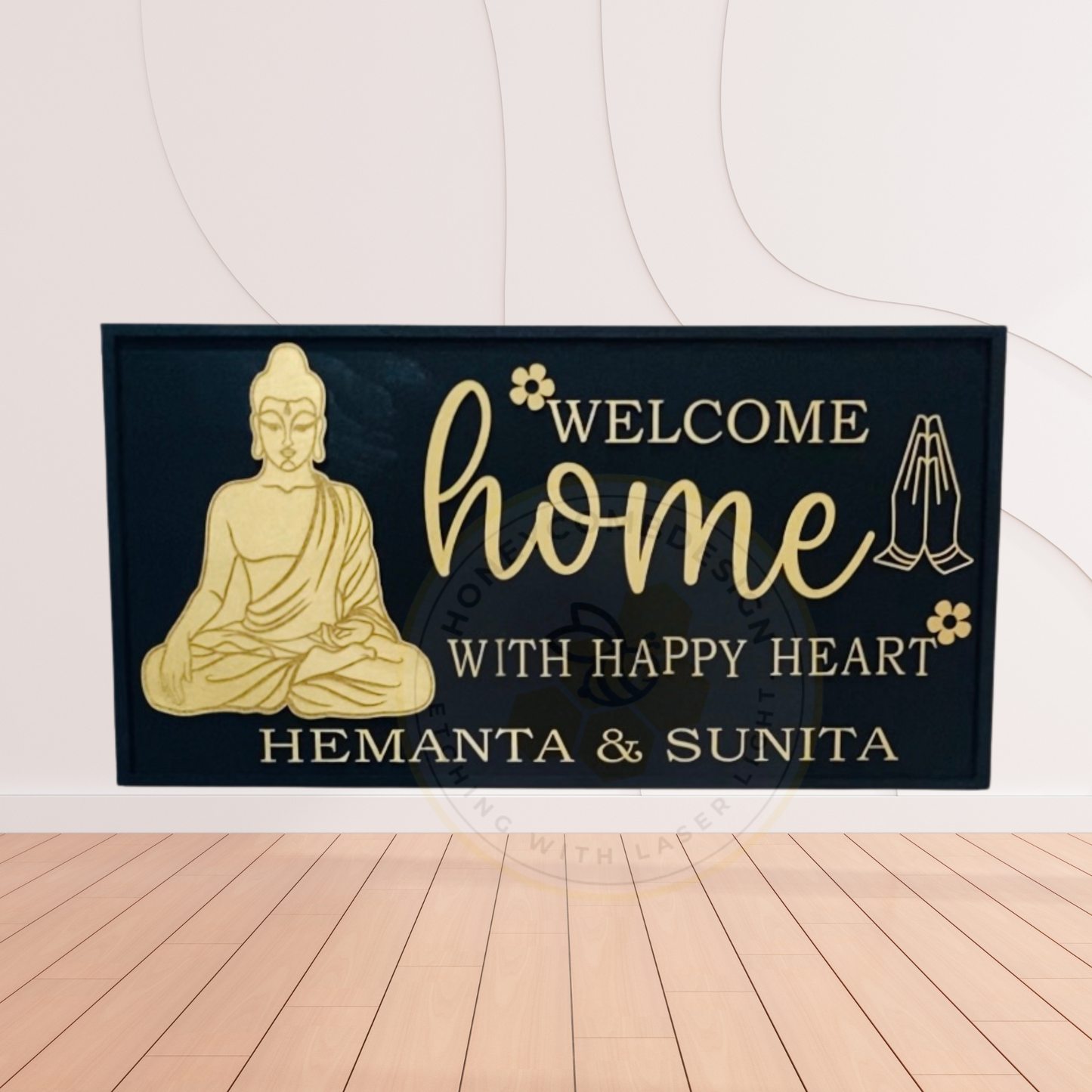 Ganesha Customized Wooden House Sign Custom Name Plate Housewarming Gifts