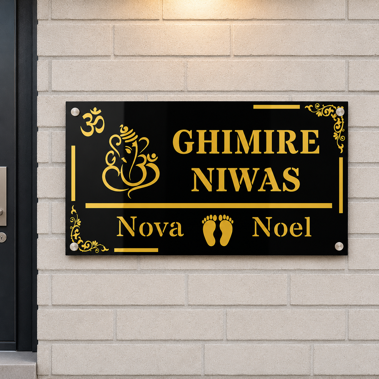 Om and Ganesha Custom House Name Sign | Personlised Signs | Outdoor Name Plates