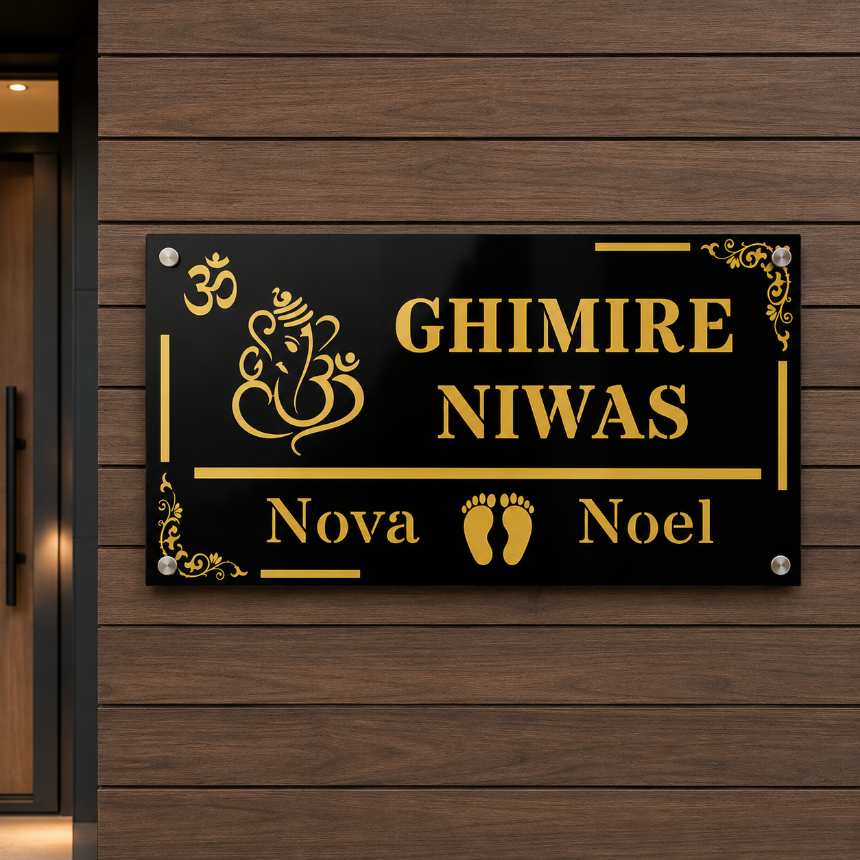 Om and Ganesha Custom House Name Sign | Personlised Signs | Outdoor Name Plates