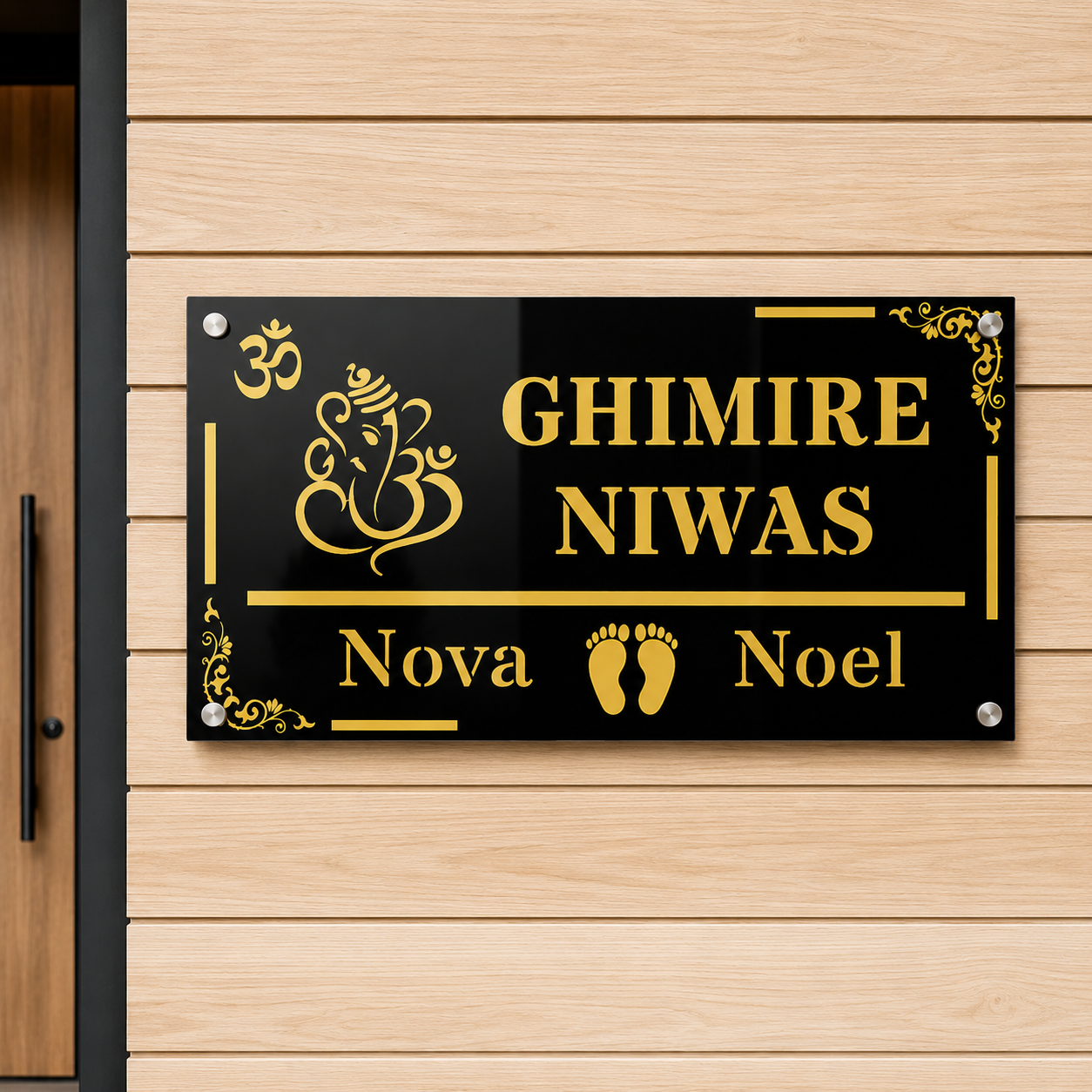 Om and Ganesha Custom House Name Sign | Personlised Signs | Outdoor Name Plates