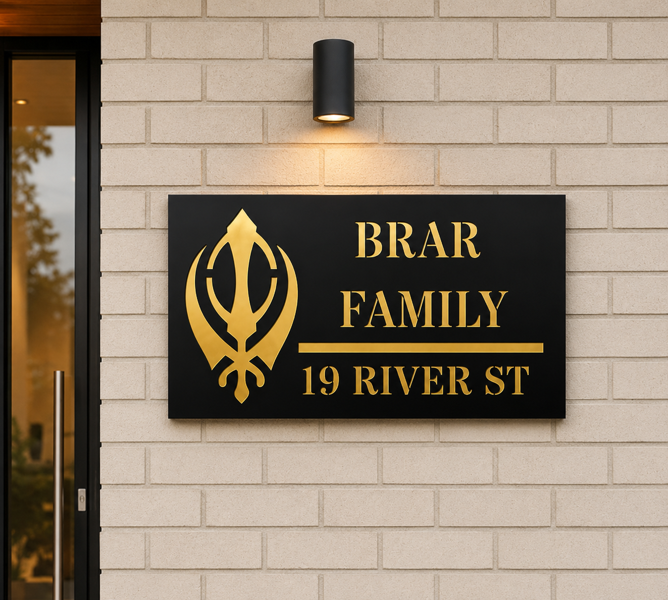 Personalised Family Name Sign | Custom Khanda House Sign | Punjabi Custom House Name Plate