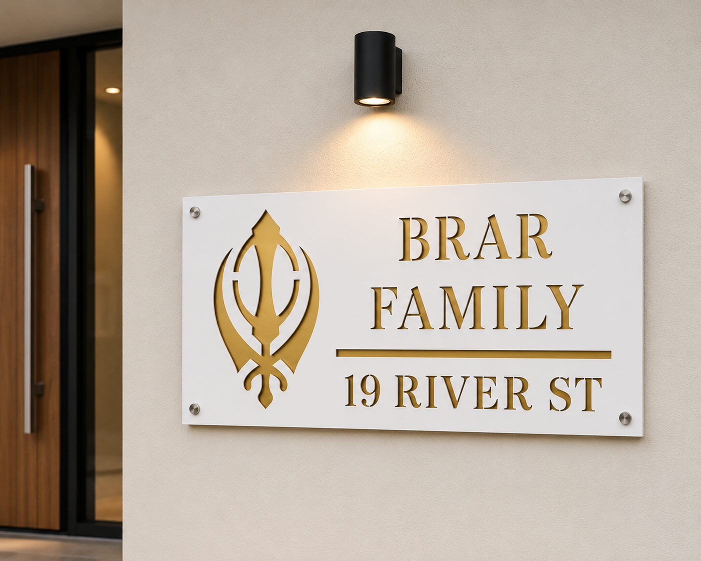 Personalised Family Name Sign | Custom Khanda House Sign | Punjabi Custom House Name Plate