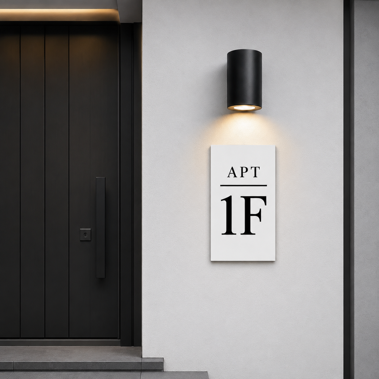 Modern Apartment Number Sign | Custom Unit Number Plaque | White Address Plaque with Black Acrylic Numbers | Apartment Door Sign | Airbnb Sign
