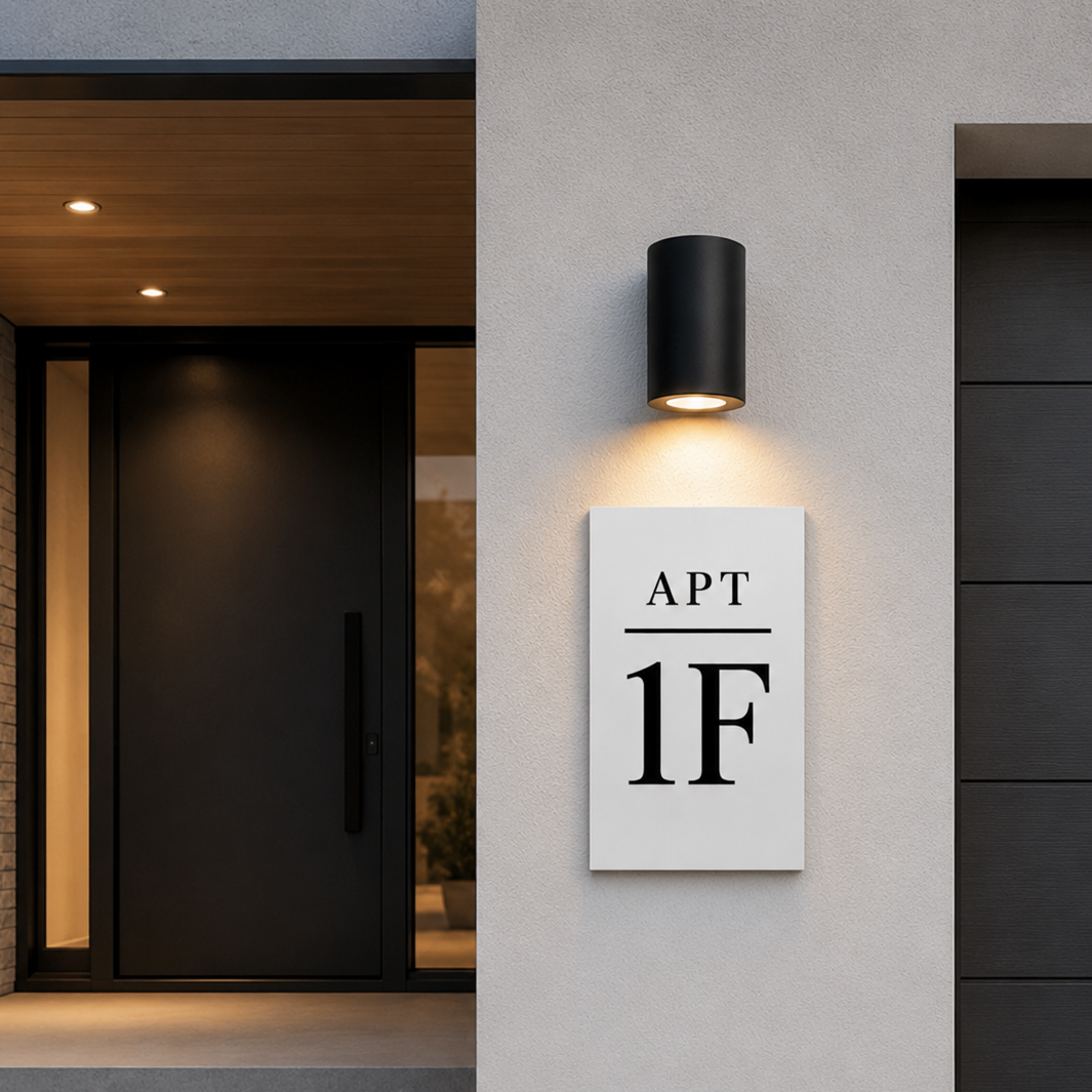 Modern Apartment Number Sign | Custom Unit Number Plaque | White Address Plaque with Black Acrylic Numbers | Apartment Door Sign | Airbnb Sign