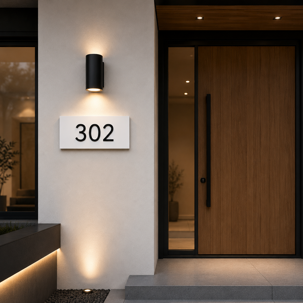 Modern Apartment Number Sign | Custom Unit Number Plaque | White Address Plaque with Black Acrylic Numbers | Apartment Door Sign | Airbnb Sign