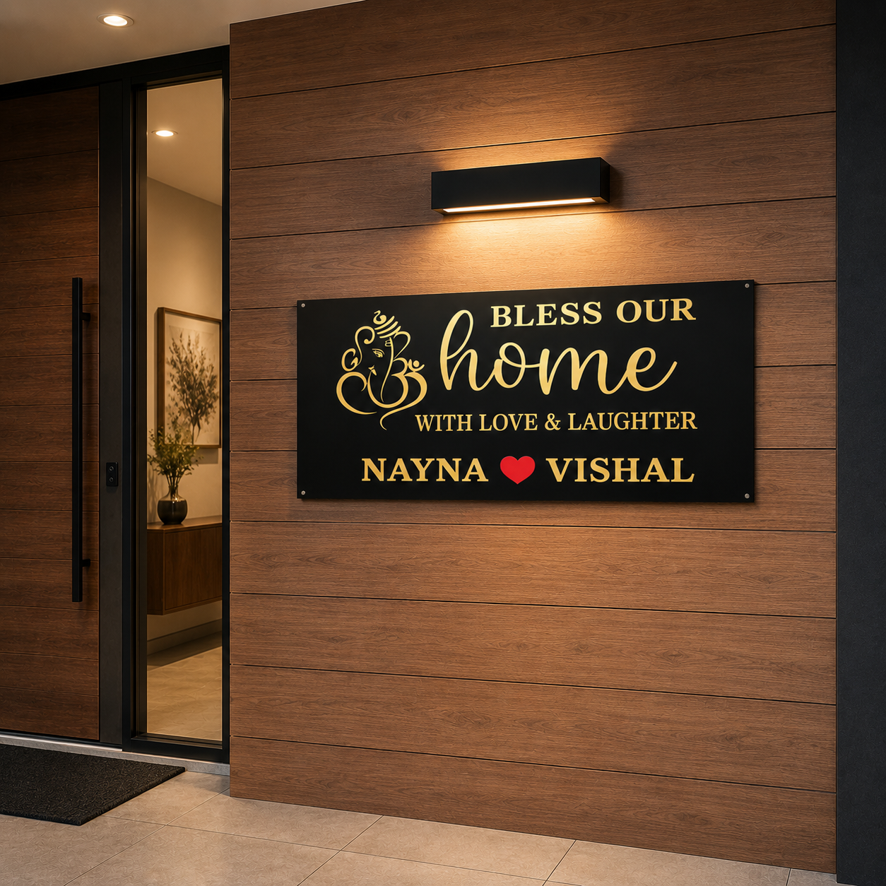 Bless Our Home With Love & Laughter  Modern House Signs | Ganesha Custom House Name Plates | Housewarming Gifts