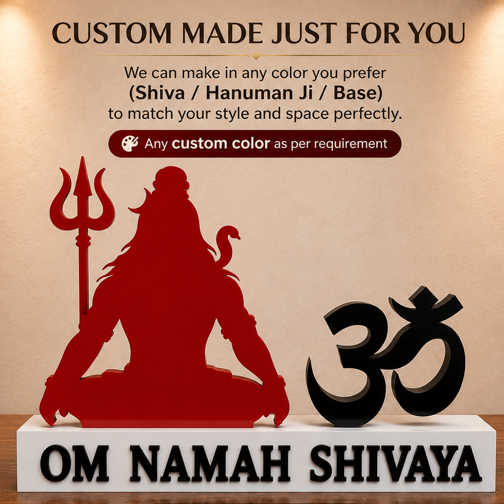 Shiva and Om Wooden Decor | Om Namah Shivaya Sign | Hindu Mandir Decor