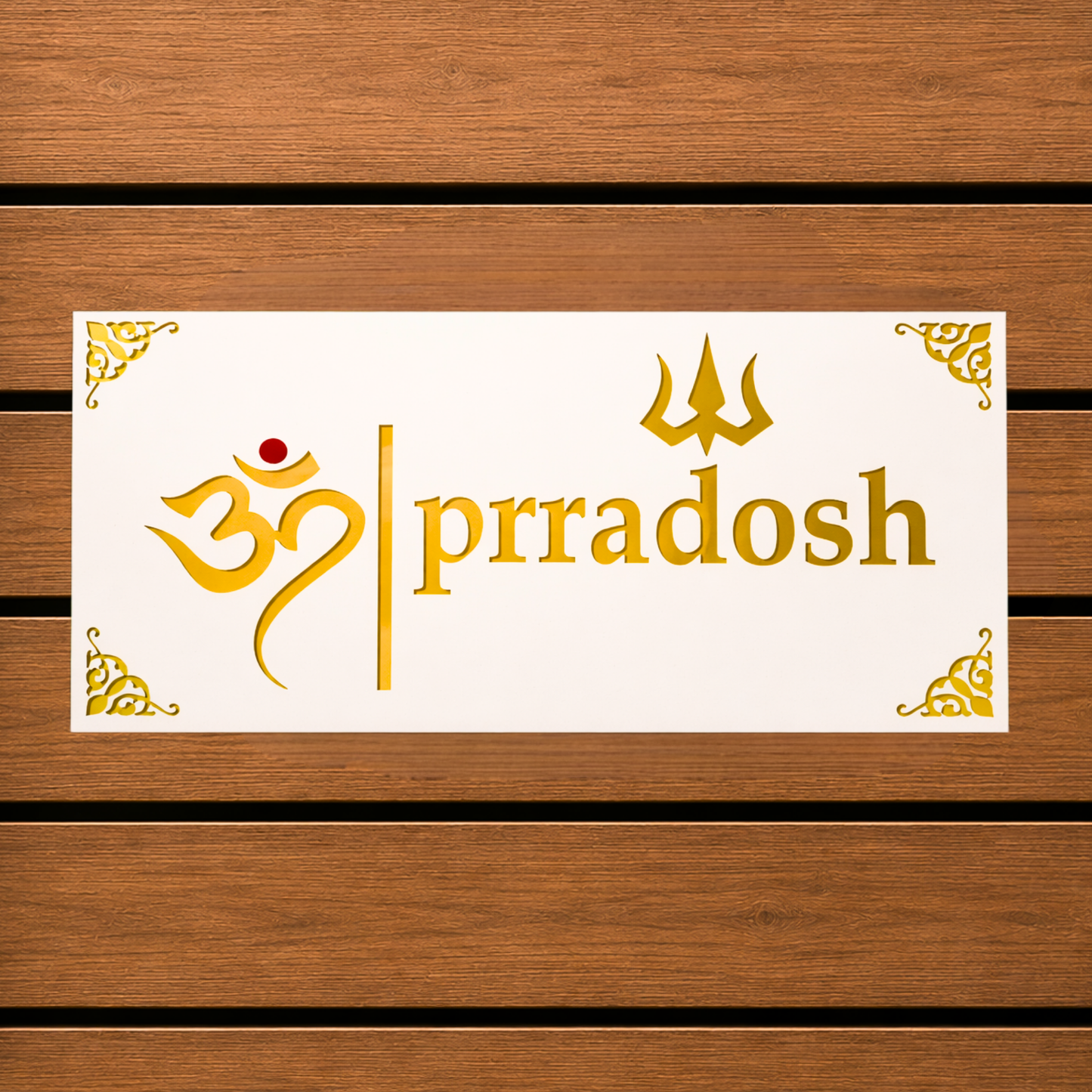 Personalised Om House Name Plate | Custom Hindu Home Sign | Modern Acrylic Entrance Plaque