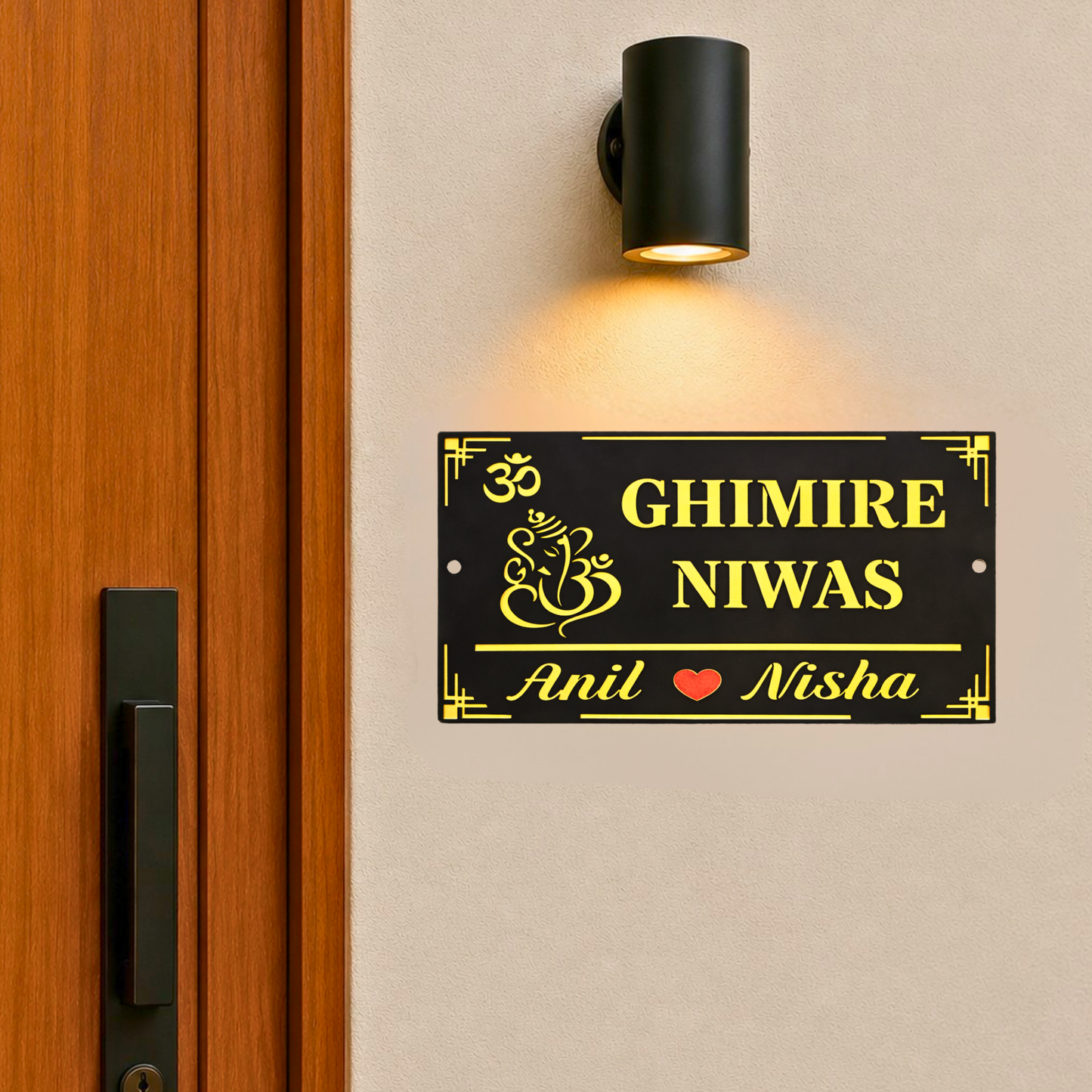 Om and Ganesha House Name Plates , Modern Custom House Signs , Housewarming Gift , Personalised Signs