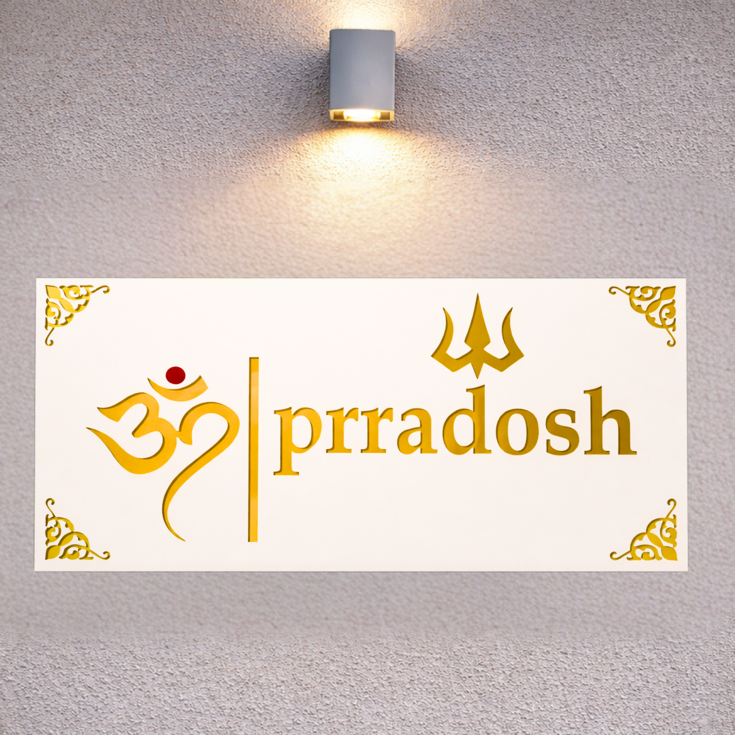 Personalised Om House Name Plate | Custom Hindu Home Sign | Modern Acrylic Entrance Plaque