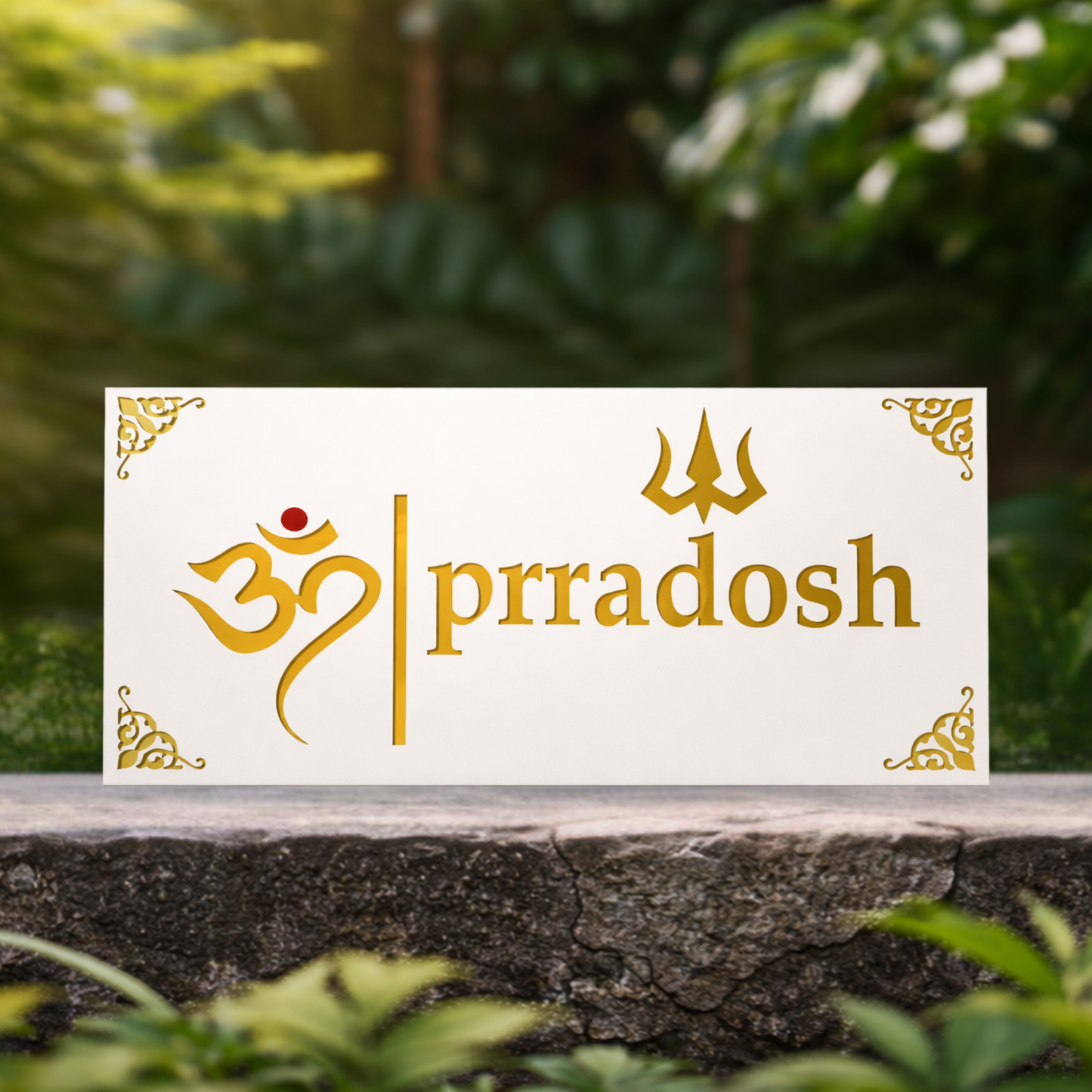 Personalised Om House Name Plate | Custom Hindu Home Sign | Modern Acrylic Entrance Plaque