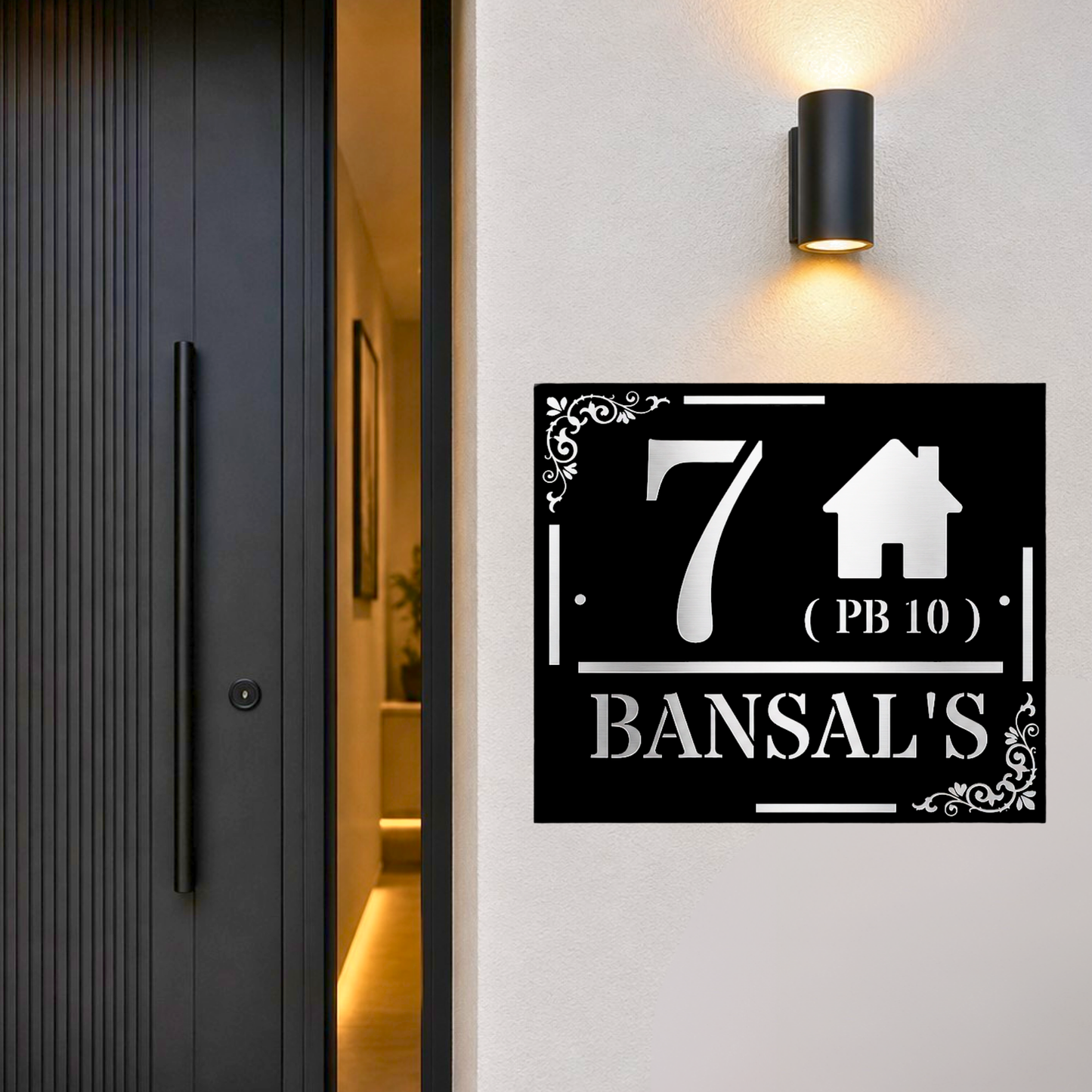 Personalised Address Plaque | Custom House Number Sign | Modern Acrylic Family Name Plate | Outdoor Entrance Sign