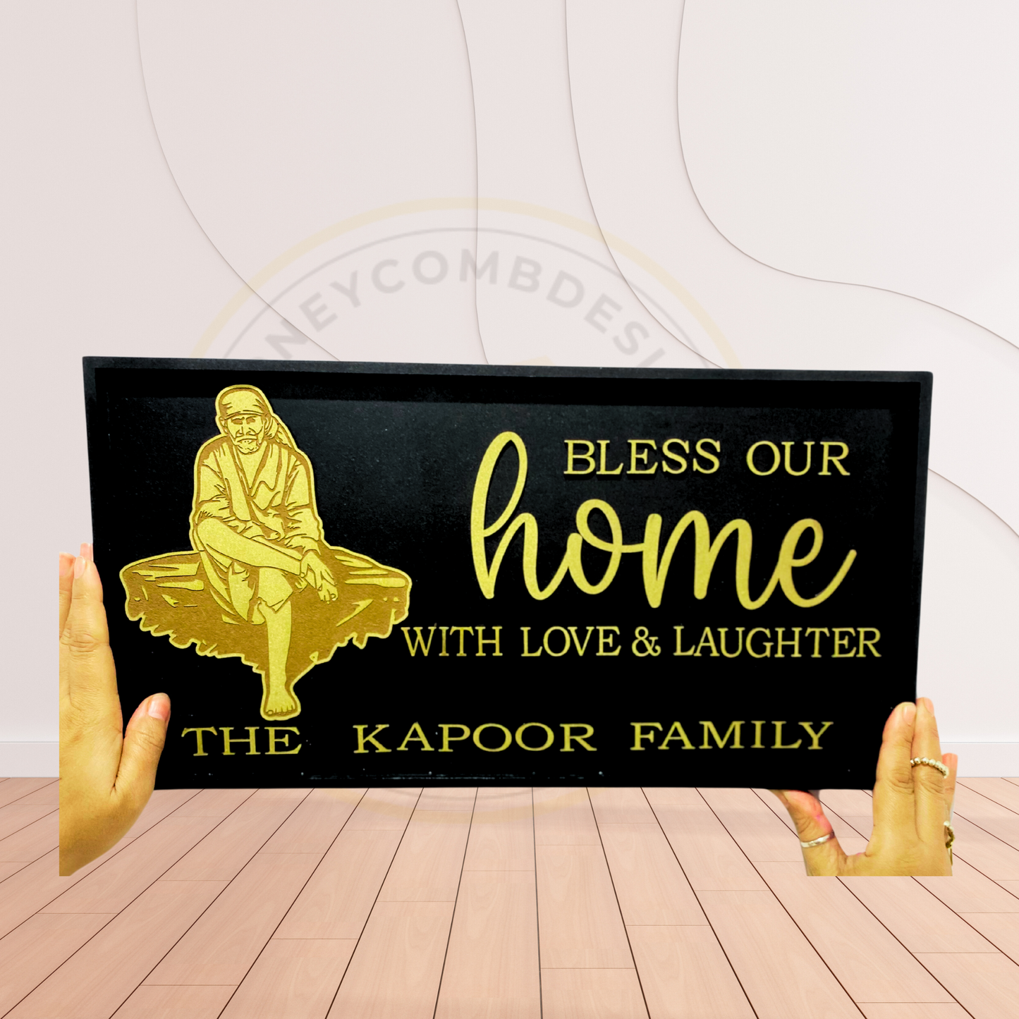 Sai baba custom house name sign Personalised wall hanging decor Sai baba gold wall art